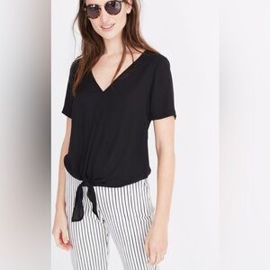 Madewell True Black Novel Tie Top Short Sleeve Measures and Fits Like A Small